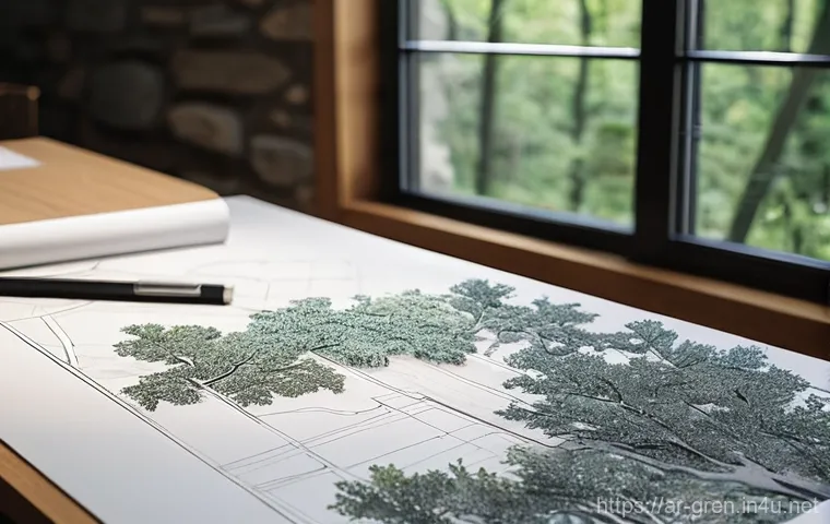 친환경 건축 전문가의 도면 작성 팁 - **Prompt:** A discerning architect, a woman in her late 30s with an inspiring expression, is deeply ...