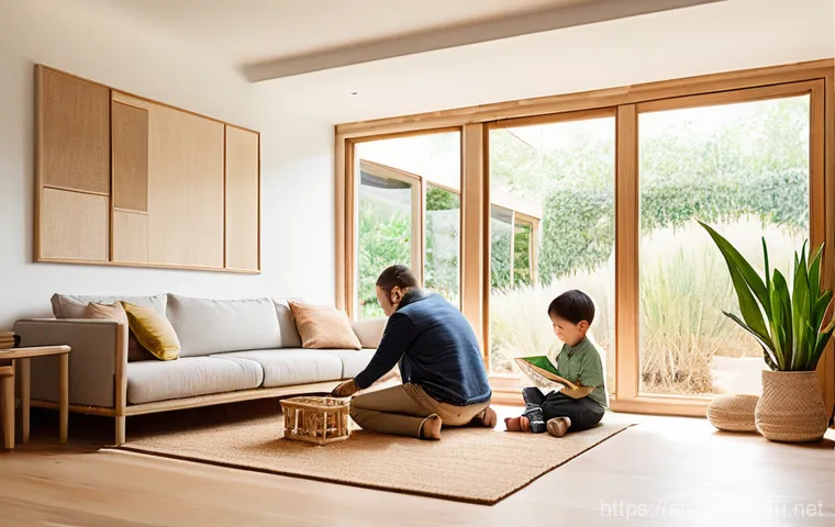 친환경 건축 실습 과정 체험기 - **Prompt 1: Sustainable Family Living in an Eco-Friendly Home**
A wide shot of a bright, modern,...