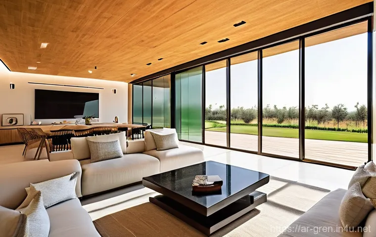 친환경 건축과 클린테크 기술 - **A Modern Arabian Eco-Home with Family:**
    "A stunning exterior shot of a contemporary, sustaina...