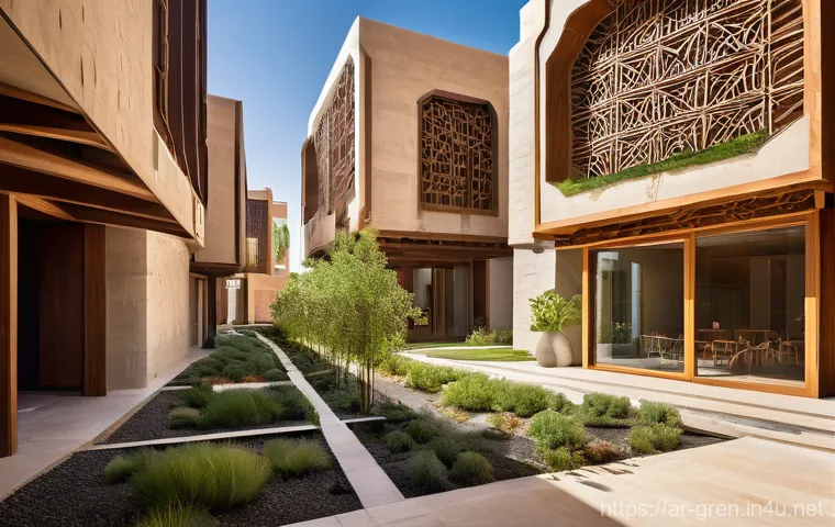 친환경 건축과 클린테크 기술 - **Smart Living and Green Technology in an Arabian Interior:**
    "An interior wide shot of a sophis...